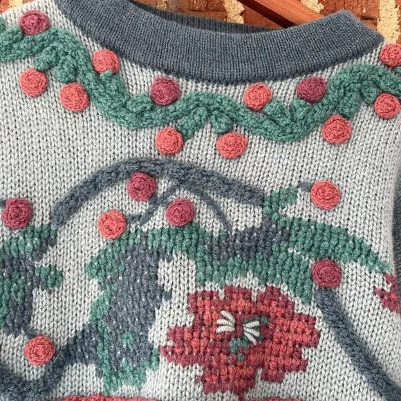 All Week Long Shetland Wool Sweater Vintage Size P Chunky Granny Cottagecore - Picture 4 of 6